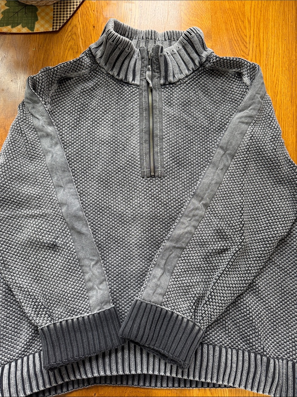 Men's Gray Half-Zip Textured Knit Sweater
